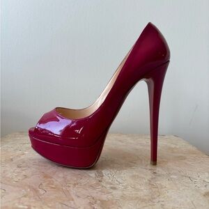 Christian louboutin lady peep 150 pink patent heels